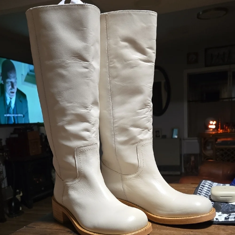 Steve Madden Riggs Campus Boots Leather Bone Womens Size 8.5 Like Frye